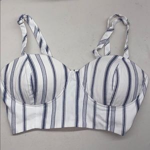 f21 white and blue small cami crop top